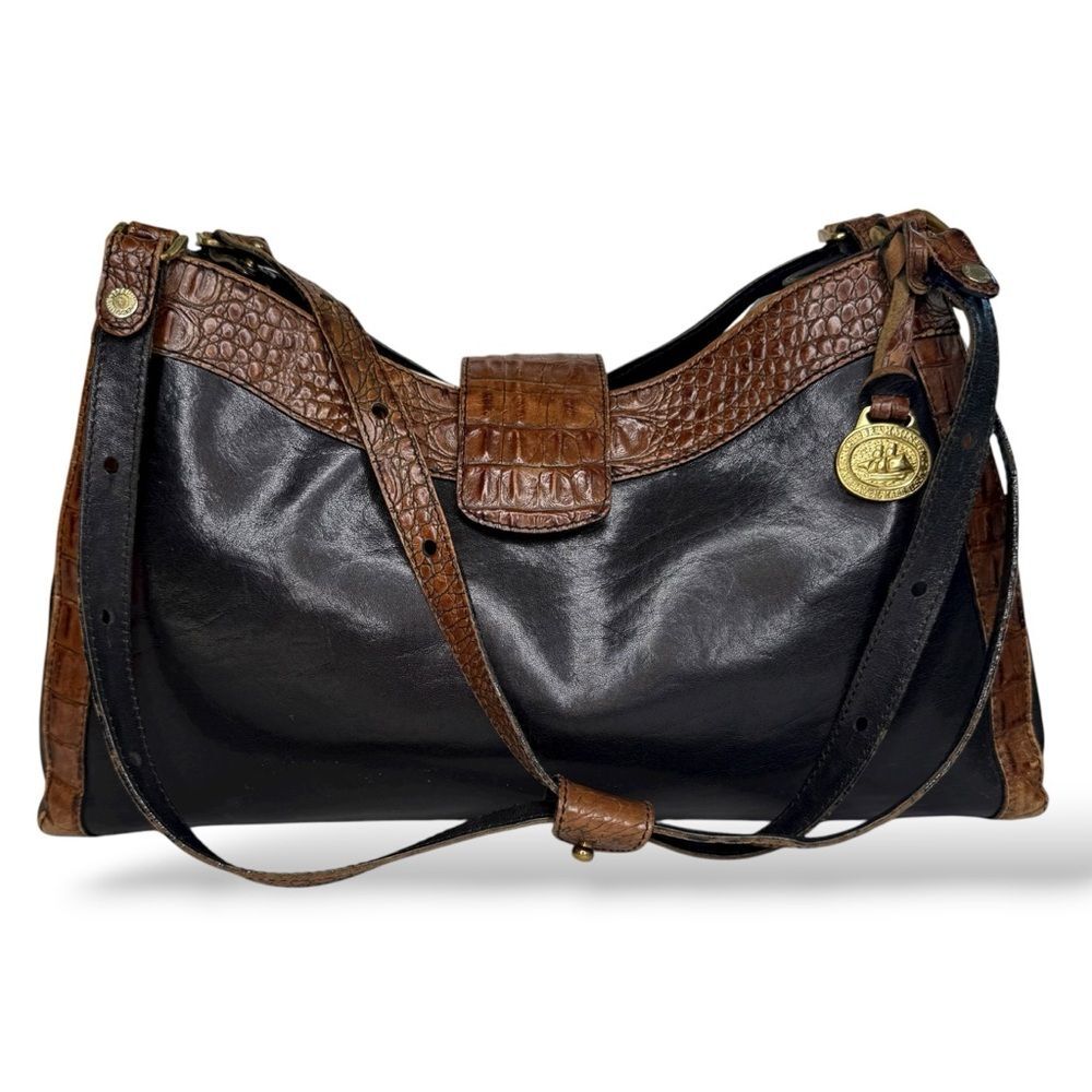 ▪️BRAHMIN Avery Tuscan Collection Croc Embossed Shoulder Bag